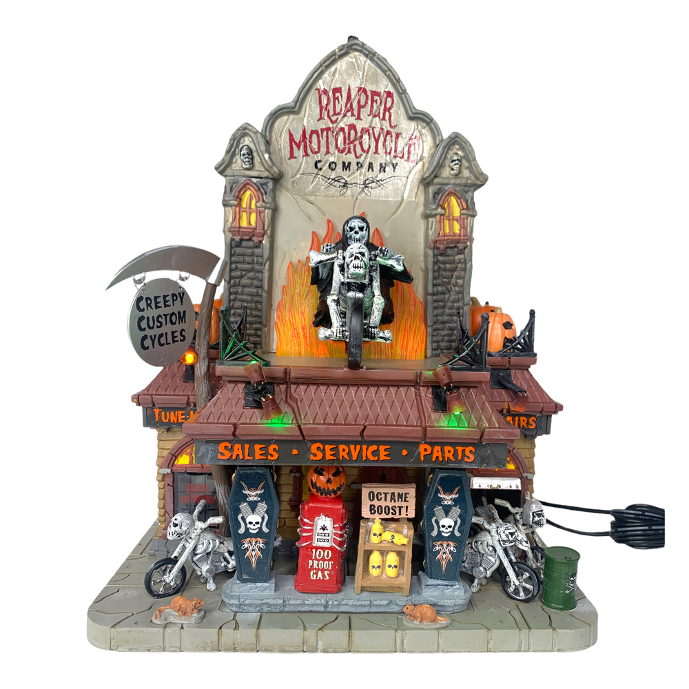 Lemax Spooky Town Reaper Motorcycle Company #75174