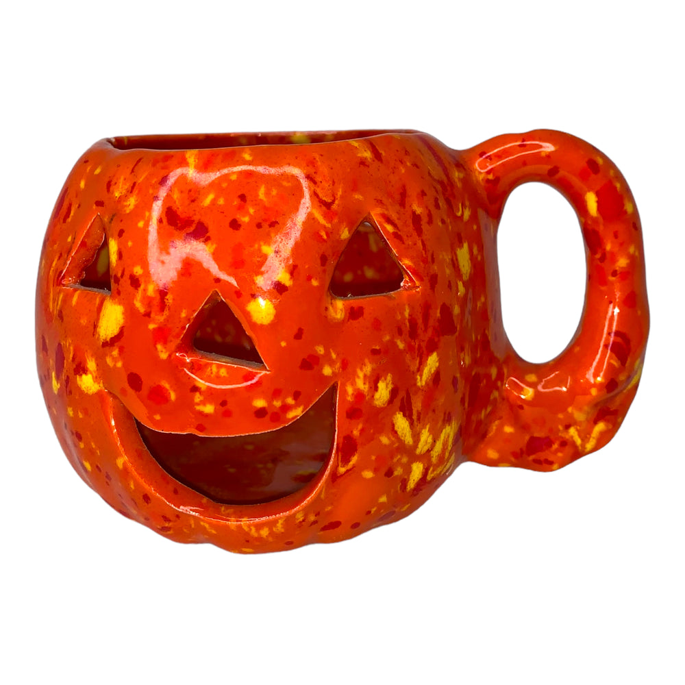 Small Ceramic Vintage Halloween Glazed Jack O' Lantern Mug / Decoration