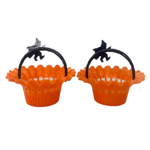 Vintage Plastic orange and black 1950s witch nut cups