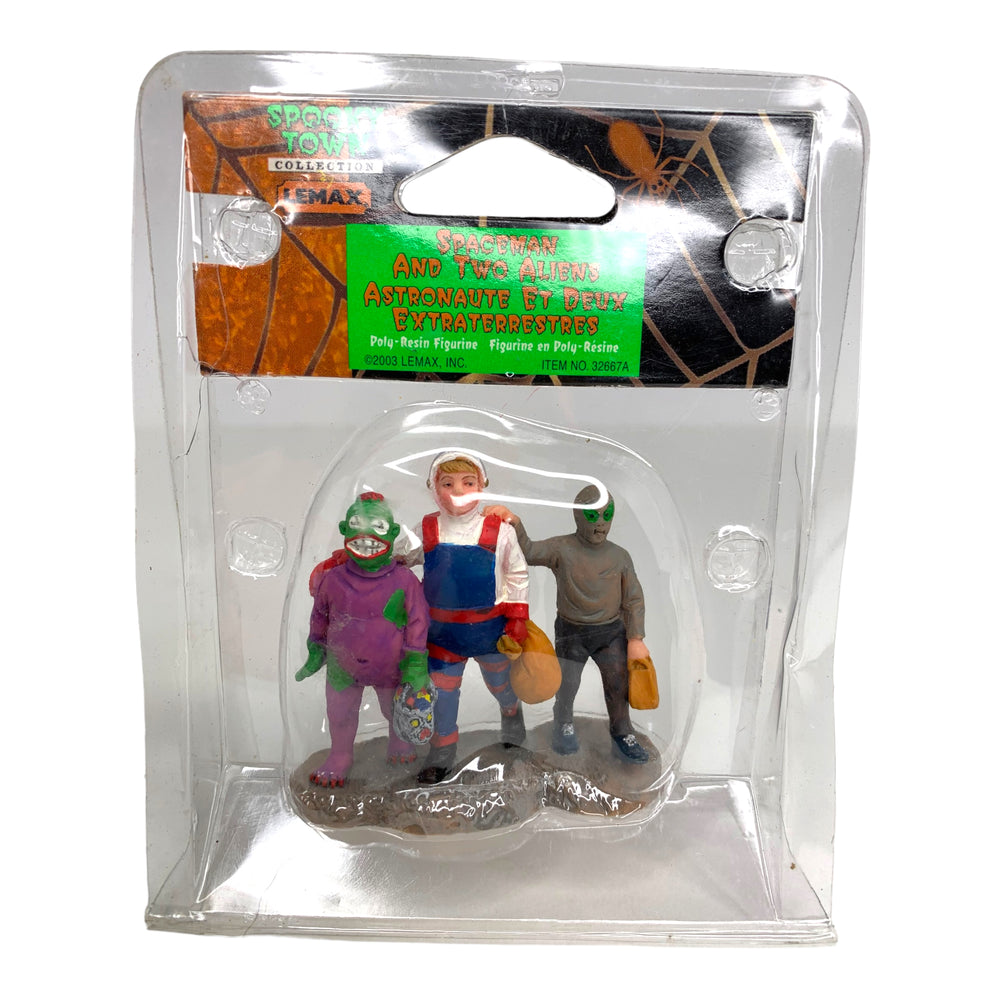 Retired Lemax Spooky Town Spaceman And Two Aliens #32667 