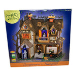Retired Lemax Spooky Town Boogiemen's Hangout #65438 - A creepy, withered house is crawling in monsters including a ghoul, a mummy, skeletons and frankenstein.